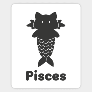 Pisces Cat Zodiac Sign with Text (Black and White) Magnet